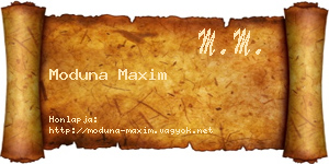 Moduna Maxim névjegykártya